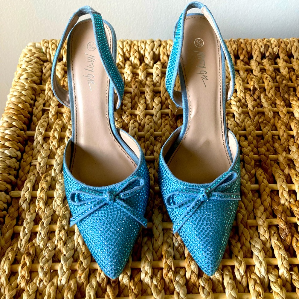 Nasty gal light blue rhinestone heels